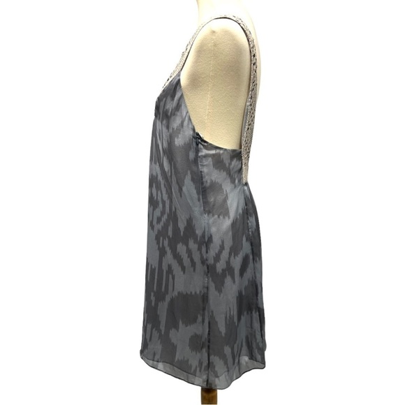 Jenni Kayne Silk Gray Print Square Neck Open Back Dress Womens 8 - Picture 3 of 11